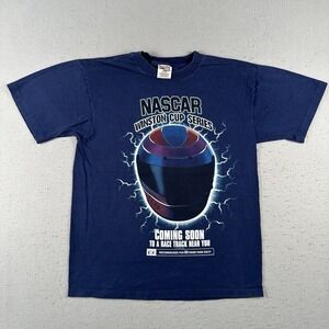 Vtg NASCAR Winston‎ Cup T Shirt Men's Large Blue Helmet Lightning Racing